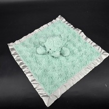 Cloud Island Mint Green Elephant Security Blanket Lovey Satin Trim Faux Fur