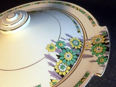 Schöne echte 1930er Art Deco Crownford Burslem Terrine mit Deckel Gemüse Suppe