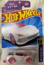 2021 Hot Wheels Tooned Barbie Extra White  Pink Screen Time Dream Car-Convert