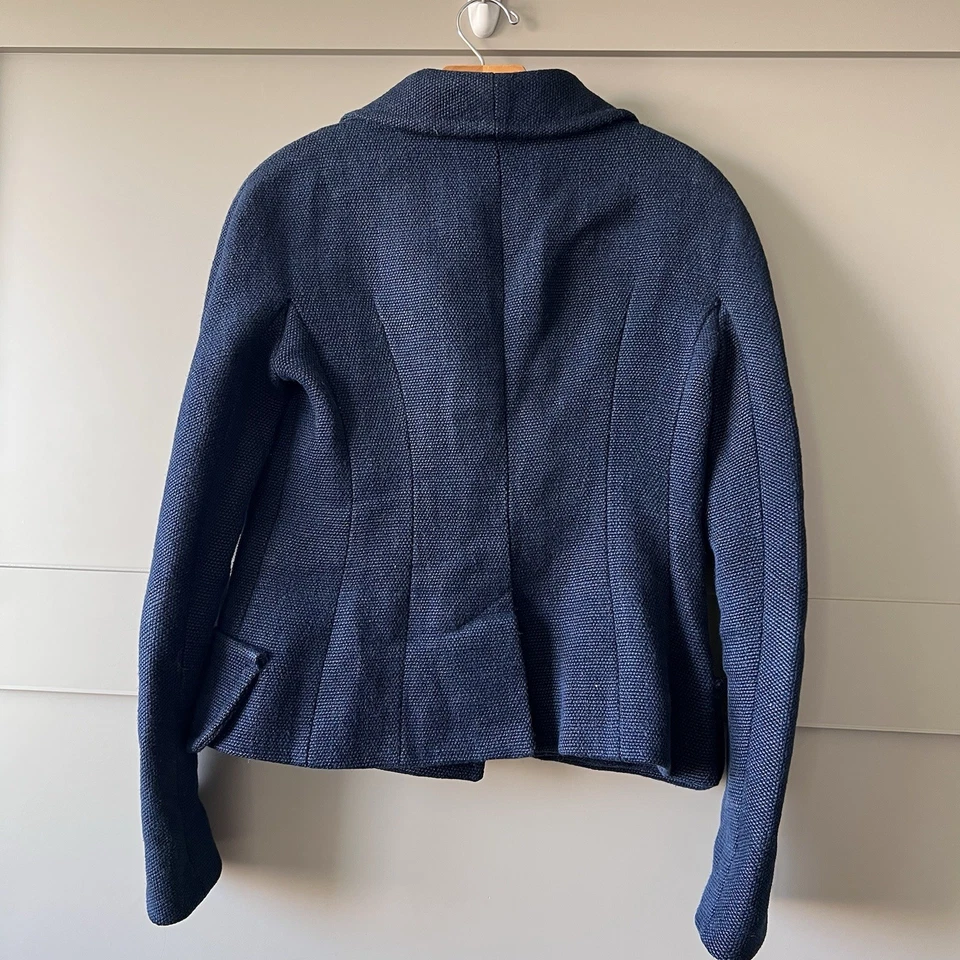 Jaqueta de juta Carven Cropped Pea Coat feminina tamanho 36 azul designer luxo preppy - Imagem 3 de 4