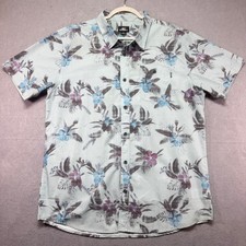 O'Neill Mens XL Standard Fit Tropical Hibiscus Short Sleeve Button Down Shirt