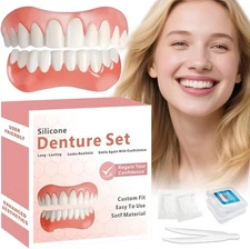 Moldable False Teeth - Silicone Dentures - Men and Veneers Teeth for Women - Upp