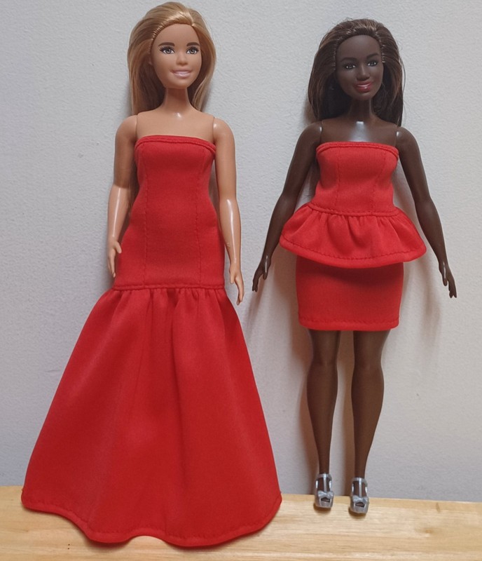 Curvy Barbie 11 1/2" Doll Clothing Red Evening Gown, Top and Skirt