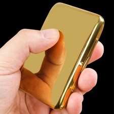 Gold Mirror Metal Cigarette Case Holder Pocket Box Holds 18 Regular Cigarettes