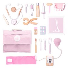   Wooden Doctor Kit for   18 pcs Doctor and Dentist Play Set for Toddlers wit...