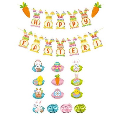 Frohe Ostern Banner Schild bunt hängend Wirbel Deko für Party