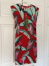 Farm Rio Red Summer Foliage Organic Cotton Mini T-Shirt Dress, Size XS, NWT