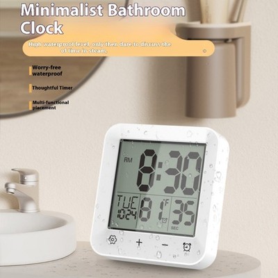 Bathroom Clock Kitchen Wall Clock with LCD Screens Shower Clock with Suction Cup