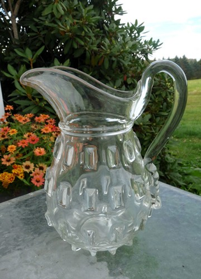 #ad American Blown Pressed CLEAR GLASS c.1850 9.25quot; tall quot;CLEATquot; WATER PITCHER $1450.00