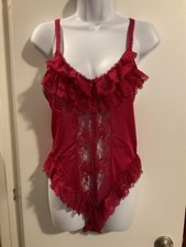 Vintage Magenta Lace Bodysuit Teddy Feminine Sissy Lingerie Size M