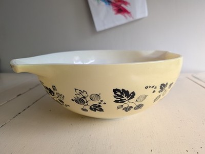 Vintage Pyrex gelb schwarz Stachelbeere Design Mix große Servierschüssel 26 cm