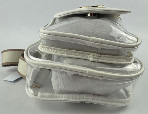 Malibu Skye Crossbody Bag Clear With White Trim Tan Strap NEW Stadium - Picture 7 of 14