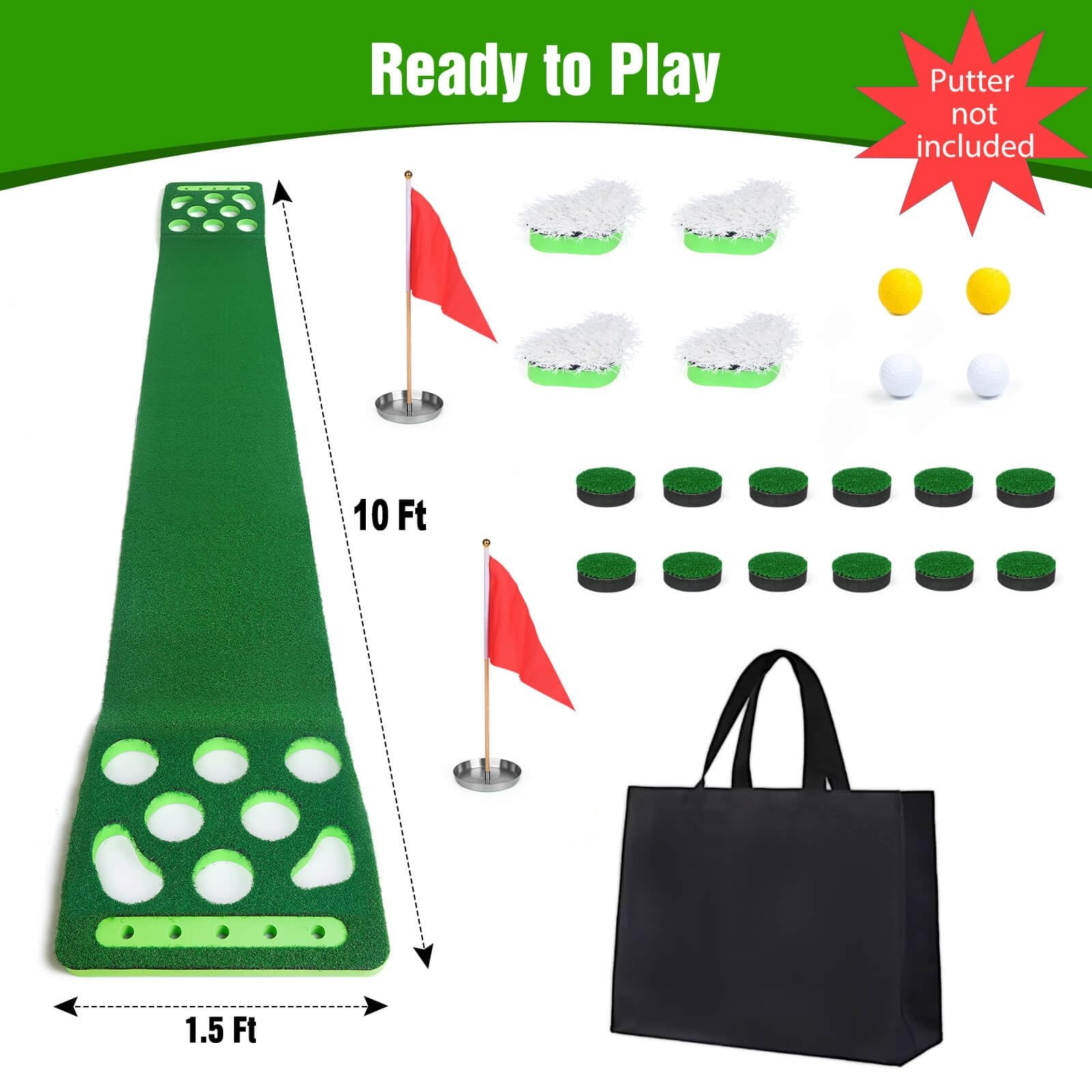 KEMLDIVS Golf Putting Game Set, Detachable Mat, 4 Balls, Indoor/Outdoor Practice
