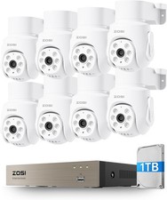 ZOSI 8CH 5MP 1TB DVR Kit Caméra de Surveillance avec Fil, 2MP Caméra PT