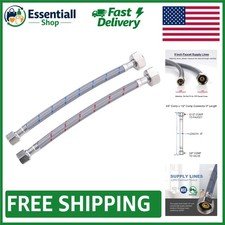 Durable 3/8" x 1/2" Female Compression Faucet Hose   9 Inch, Leak-Proof Design