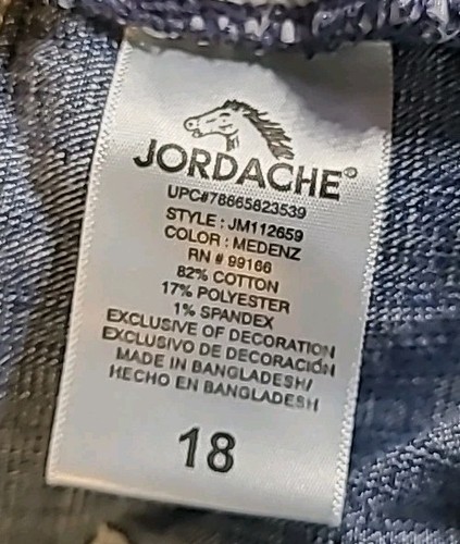 Jordache Jeans Cropped Women Size 18 Blue Denim Cuffed Hem Stretch - Picture 8 of 9