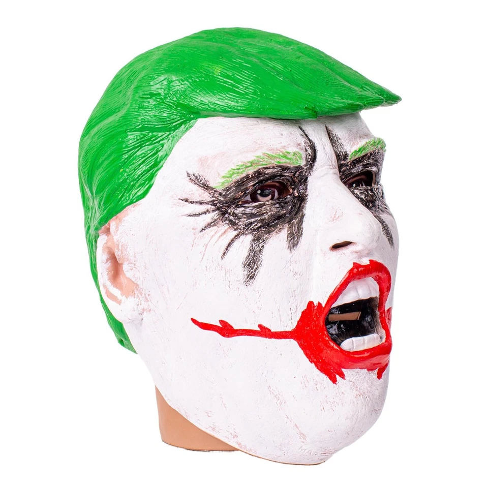 Máscara Disfraz Trump Joker Payaso Sobre la Cabeza Látex Adulto Foto 3 de 4