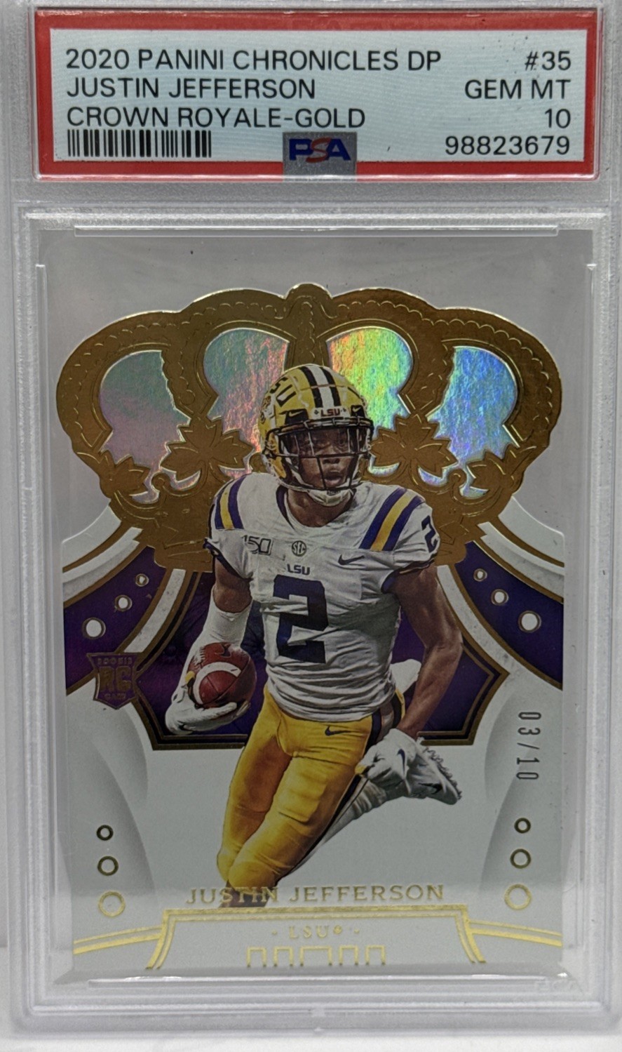 Justin Jefferson Panini Chronicles Draft Picks Crown Royale #35 Gold
