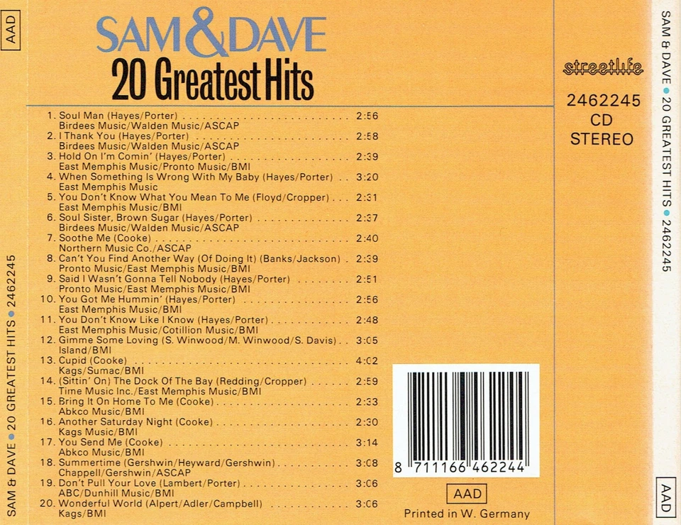 (CD) Sam & Dave – 20 Greatest Hits - Soul Man, Hold On, I’m Comin’, u.v.a. - Bild 2 von 2
