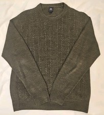 Dockers Mens Sz M Acrylic Crew Neck Sweater Long Raglan Sleeves Marl Green