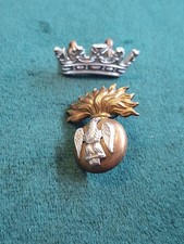 ROYAL IRISH FUSILIERS 2 PART VICTORIAN COLLAR BADGE ON LUGS ORIGINAL