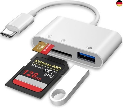USB C SD Kartenleser, TF Micro Speicherkartenadapter mit USB A Port für iPhone 1