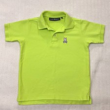 Psycho Bunny Lime Green Pima Cotton Short Sleeve Polo Bunny Logo Boys XS/5-6