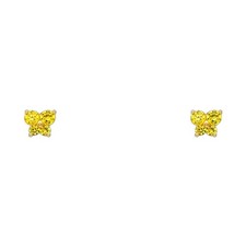NEW 14K YELLOW GOLD BUTTERFLY SCREW BACK STUD EARRINGS NOV 