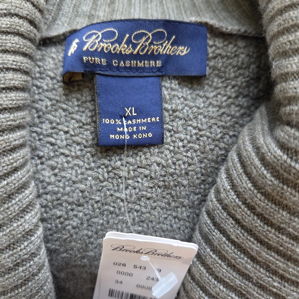 Brooks Brothers пуловер свитер XL коричневый текстурированный 100% кашемир винтажный новый с Ярлыками - Изображение 2 из 4
