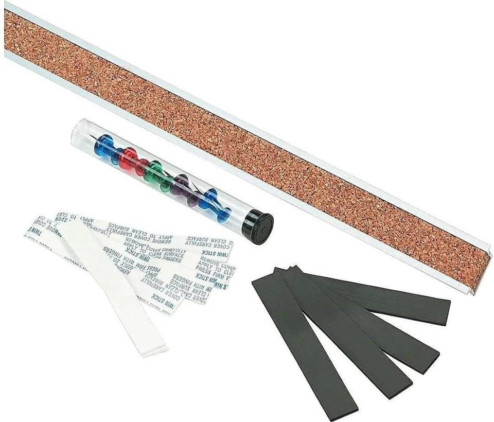 Bulletin Bar Strip, Cork Board, 18" x 1", Classroom, Office, Cubicle, Aluminu... - Image 4 of 4