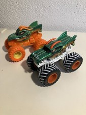 Hot Wheels Monster Jam Dragon W/ Color & Snow  Treads Lot 2 1:64 Loose