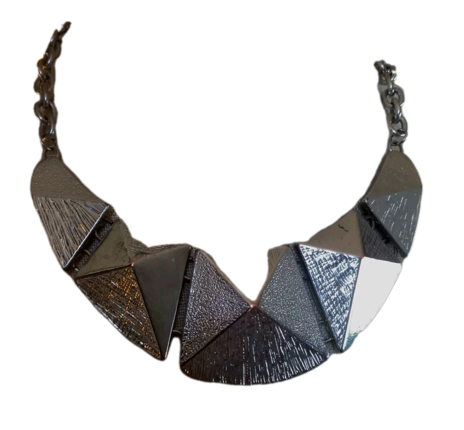 Dramatic Chunky icing Geometric 18” Silver Tone L… - image 2