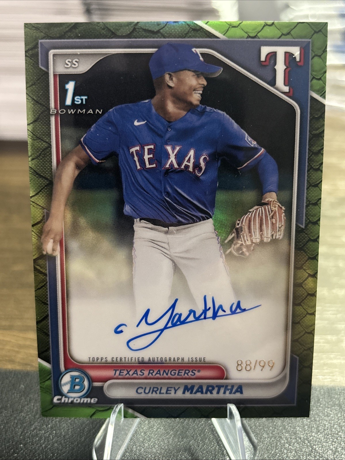 2024 BOWMAN CHROME 1st CURLEY MARTHA GREEN REPTILIAN Refractor Auto 88 /99