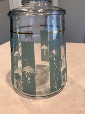 Vintage Bartlett Collins Turquoise Tropics Cookie jar/Canister w/lid