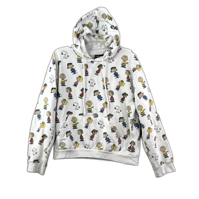 Peanuts Hoodie Mens Small All Over Print Kangaroo Pocket Fleece Lined Corpore