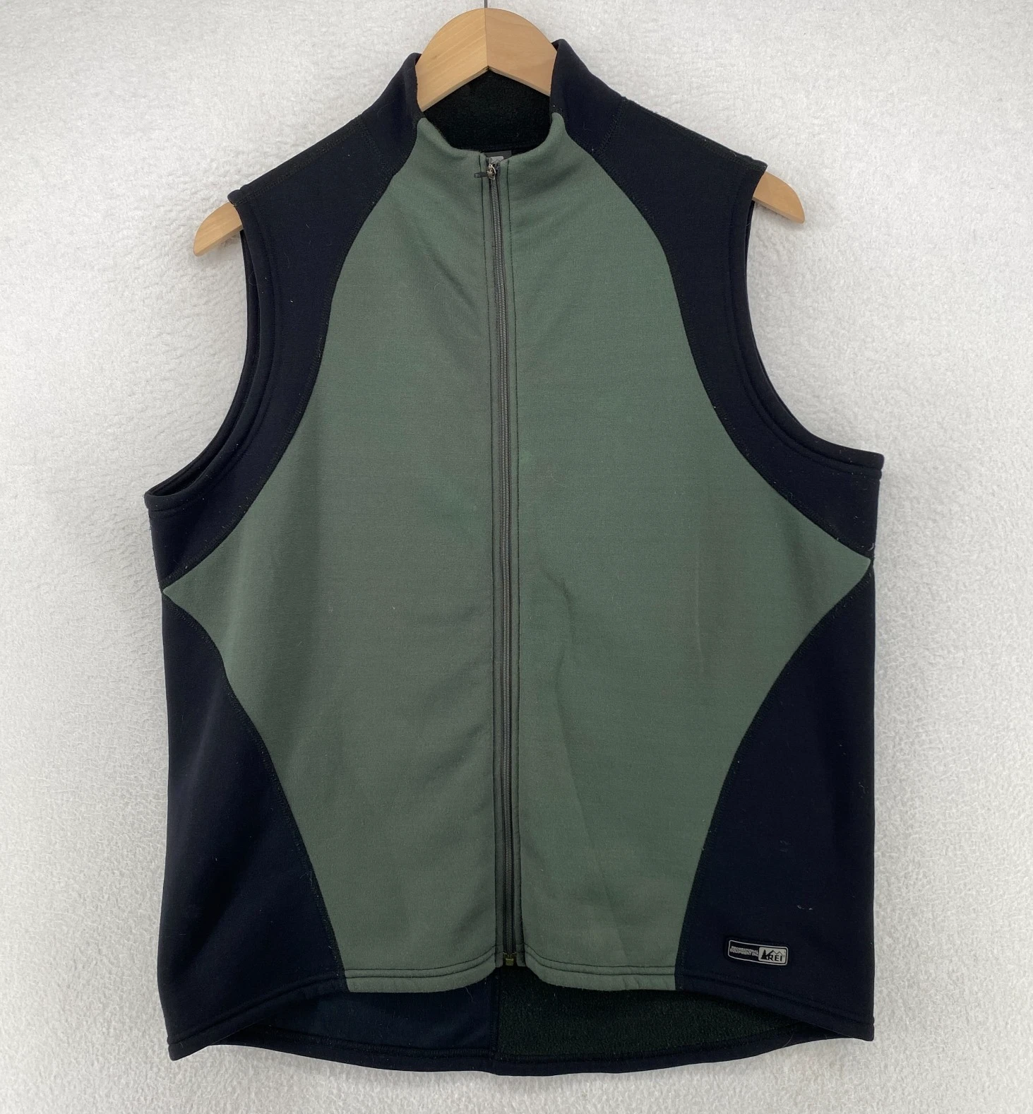 REI Vest Mens XL Polartec Fleece Colorblock Full Zip Mock Neck Gray Black