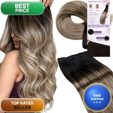 LaaVoo Sew In Hair Extensions Ombre Black Short 14 Inch 80g For Women
