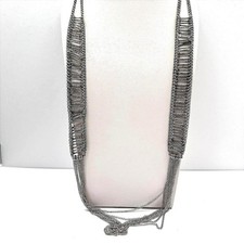 Vintage 90s Multi Strand Chain Silver Tone Necklace Statement Women's Jewelry