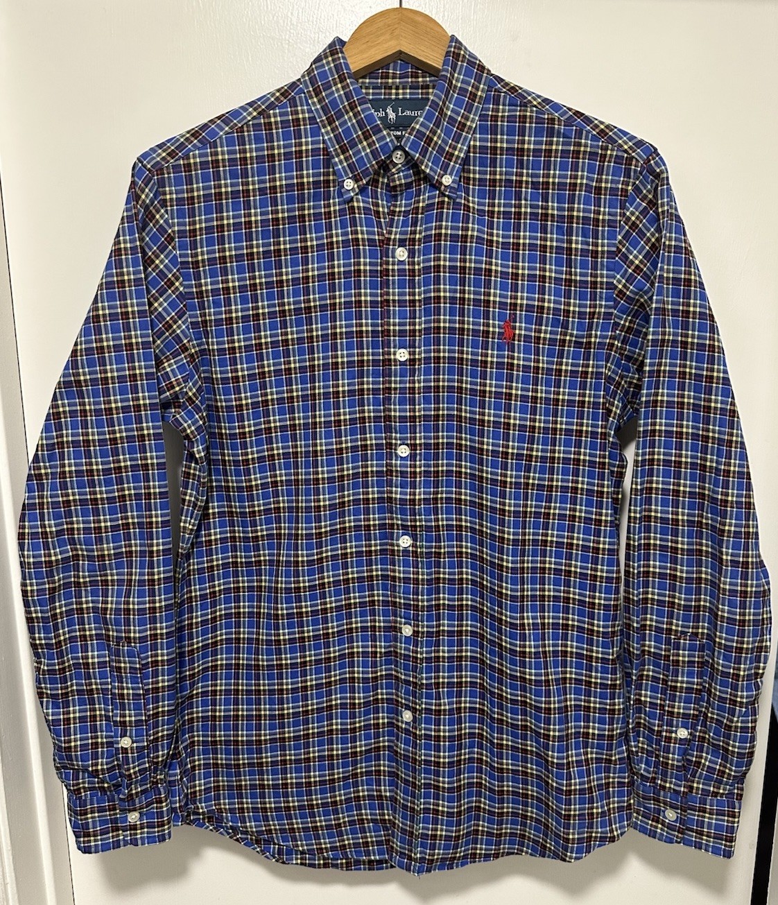 Ralph Lauren Mens Size Small Blue / Multicolor Plaid Cotton Button Down LS Shirt