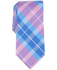 Club Room Mens Carew Plaid Neck Tie Pink Light Blue