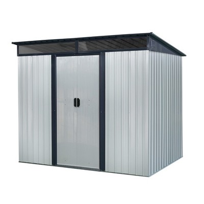 Metal 8'x6' Storage Shed w/ Transparent Plate Waterproof for Outdoor Garden Lawn