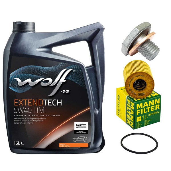MotoröL Filter Set Wolf 5W40 5 Liter + ÖLablassschraube FüR CitroëN C8 2.2 Hdi-image