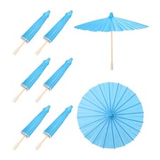 6 Pcs Paper Umbrellas ,12" Paper Parasol Umbrella for Craft,Blue