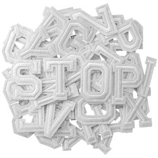 CXWLJL 52Pcs Iron on Letter Patches, Letters A-Z Pack of letter, 52, White
