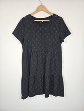 Oliver Bonas - Black Broderie Anglaise Smock Dress - Size 14