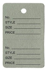 100 Qty Unstrung Grey Price Tags w/Perforated Stub 1 3/4 x 2 7/8 44x73mm