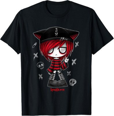 Spookscene Edgy Kitty Hat Scene Kid Emo Alt Goth Red T Shirt