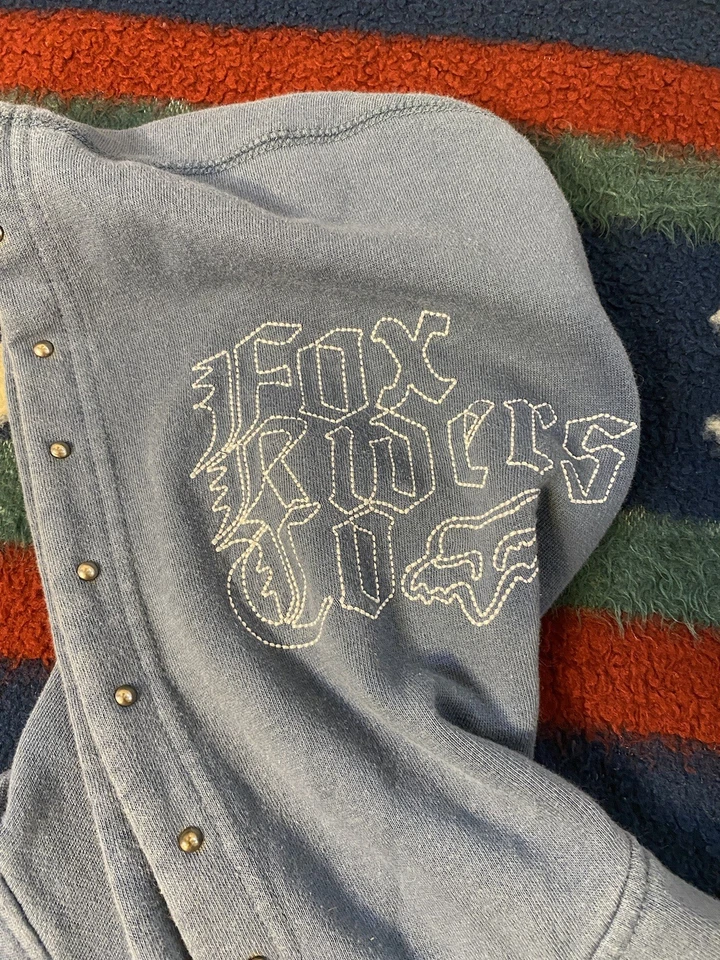 Fox Girls Fox Racing Riders Co 全拉链连帽衫运动衫 M 蓝色 — 第 4/4 张图片