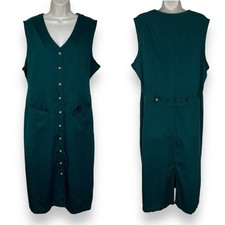 Vintage NWT Baccini Button Front Green Midi Jumper Sleeveless Cotton Women 16