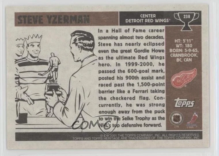 2000-01 Topps Heritage Steve Yzerman #238 HOF - Image 2 of 2